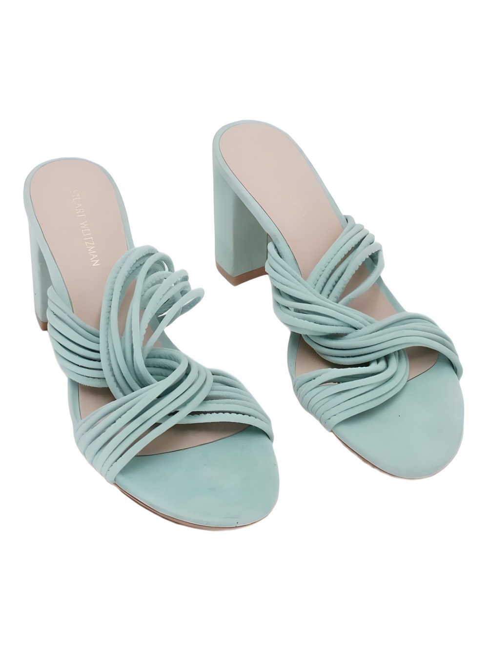 Stuart Weitzman Twist Block 75 Slide Sandal Green Mint Size 6